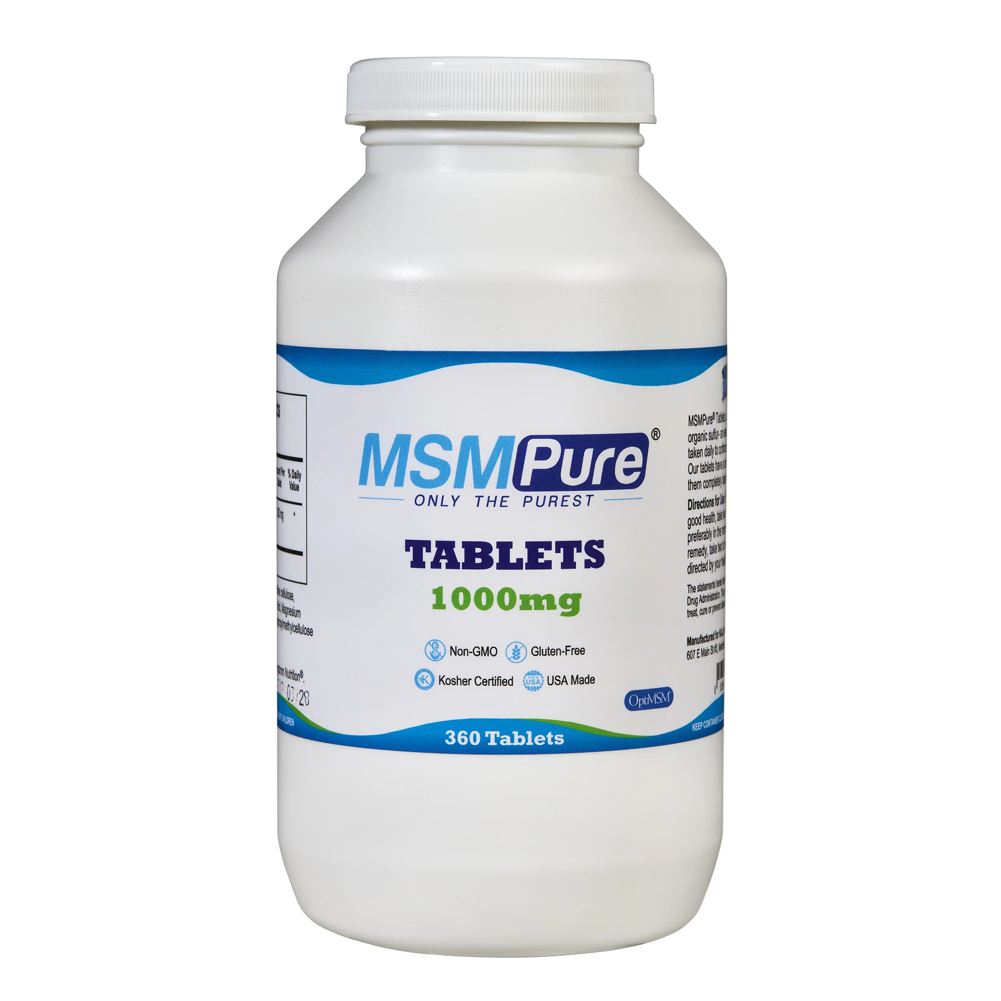 MSMPure MSM Tablets – 1,000 mg Organic Sulfur per Tablet for Joint Flexibility, Skin & Hair Support- US-Sourced MSM - Image 5